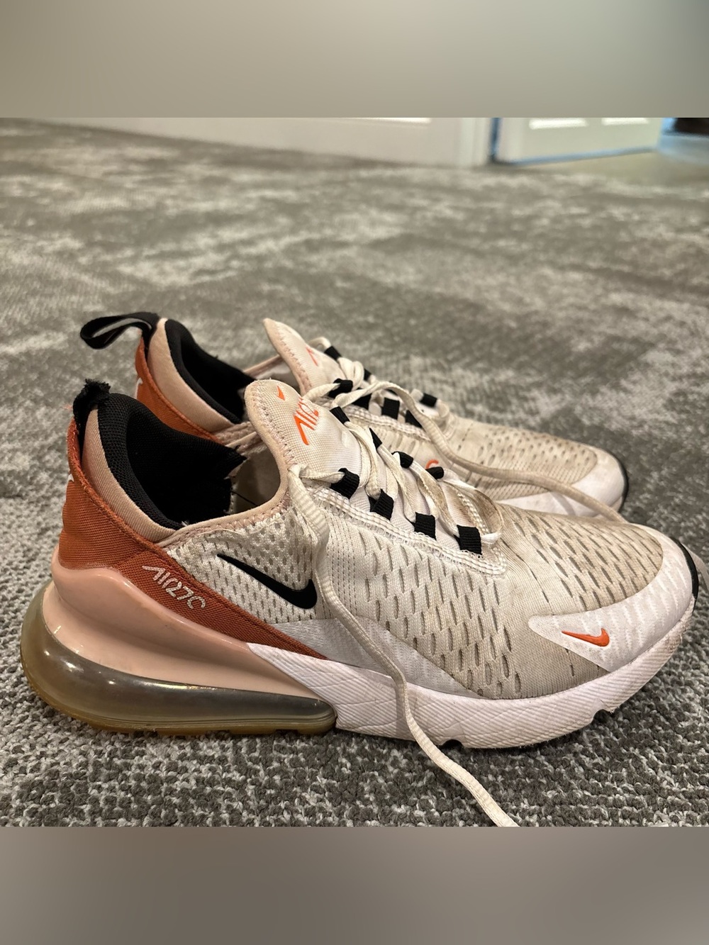 Nike Air Max 270 White Burnt Sunrise Running Shoes Womens U.S. 8.5